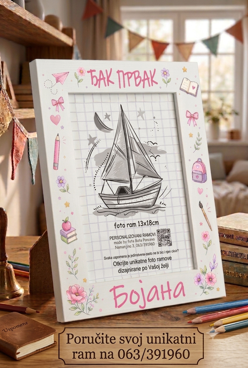 Personalizovani foto ram za đaka prvaka – Foto Bata Pančevo