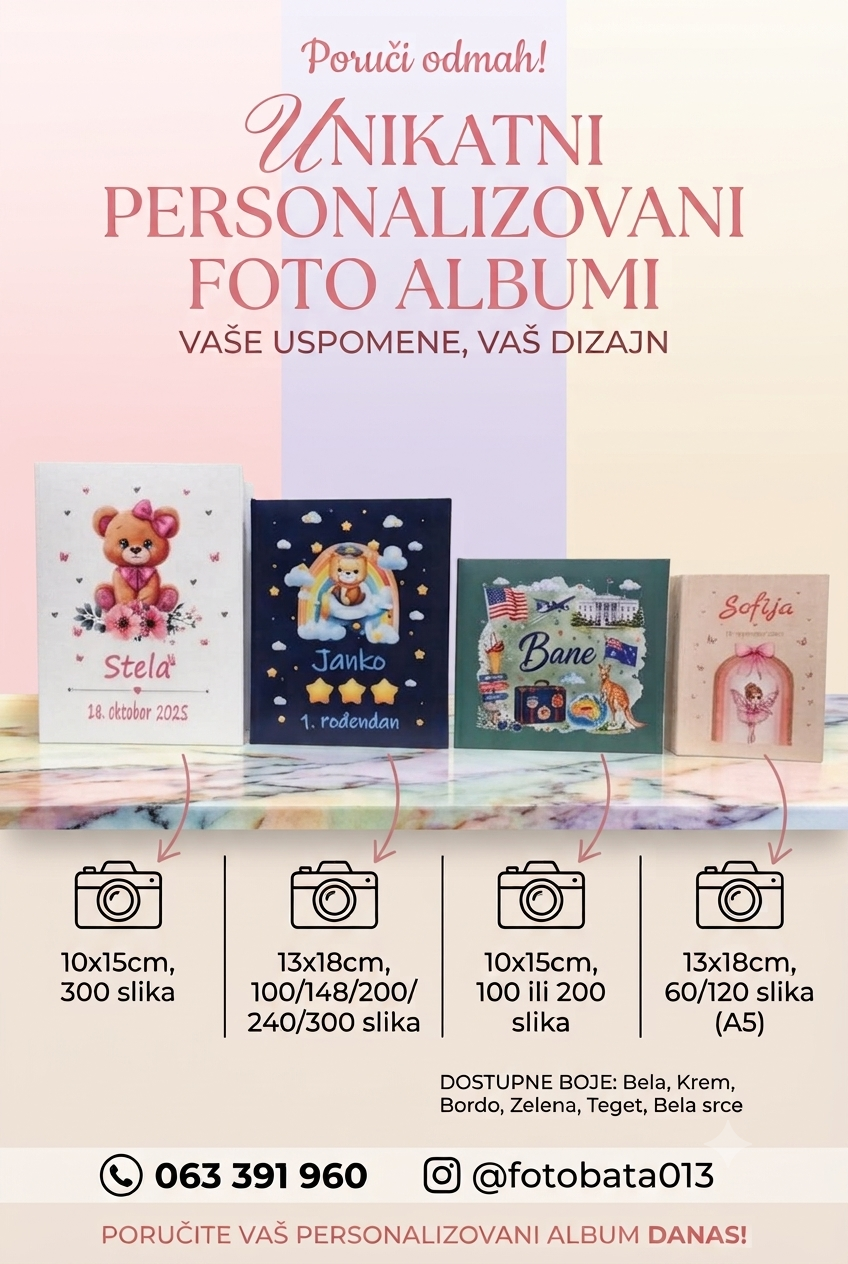 Velicina i izgled personalizovanih foto albuma, foto bata pancevo