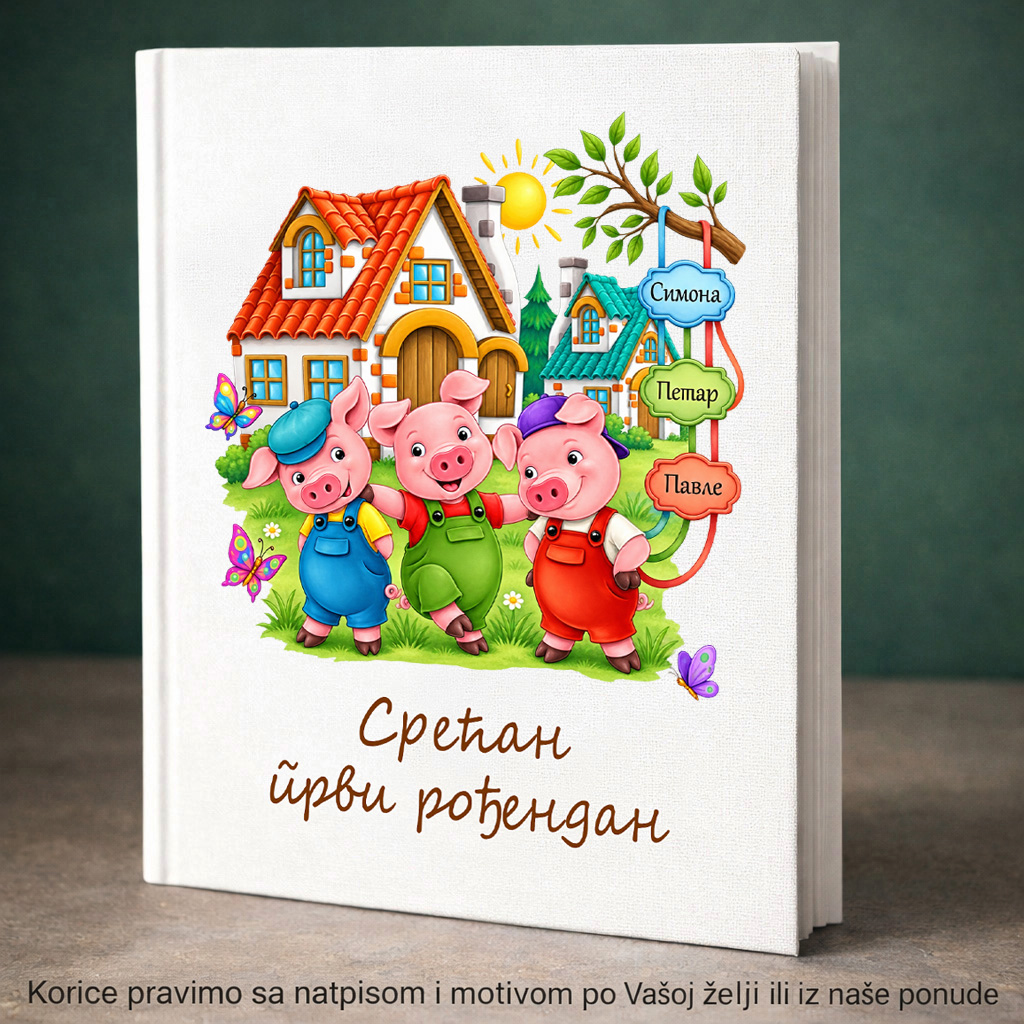 Personalizovani poklon - Foto album tri praseta sa imenima dece